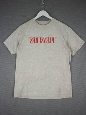 Pleasures Now Mens Medium Grey Tee Cotton Shirt Stained